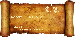 Kabók Nikola névjegykártya